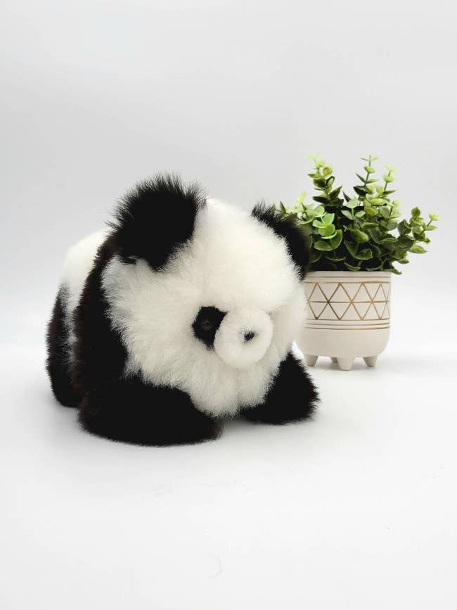 Panda 8" | Alpaca Stuffed Animal | Handmade for wholesale by WUAMAN - Alpaca