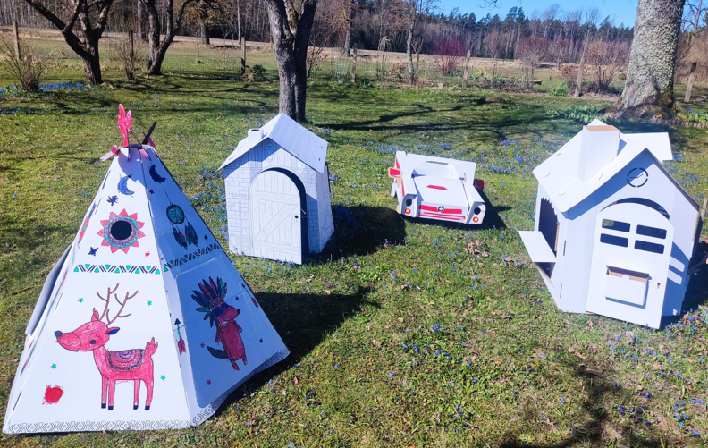 Annahouse - Wholesale DIY Craft Kit - Kids - Playhouse Farm Simple, Cardboard playhouse for children, 3+7