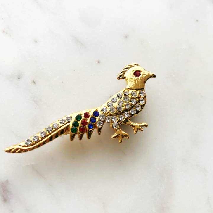 Carmen Miller Jewellery - Wholesale Brooch - Vintage Pheasant Crystal Brooch1