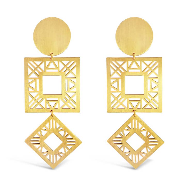 Three Earrings - Brass for wholesale by I Am Rock