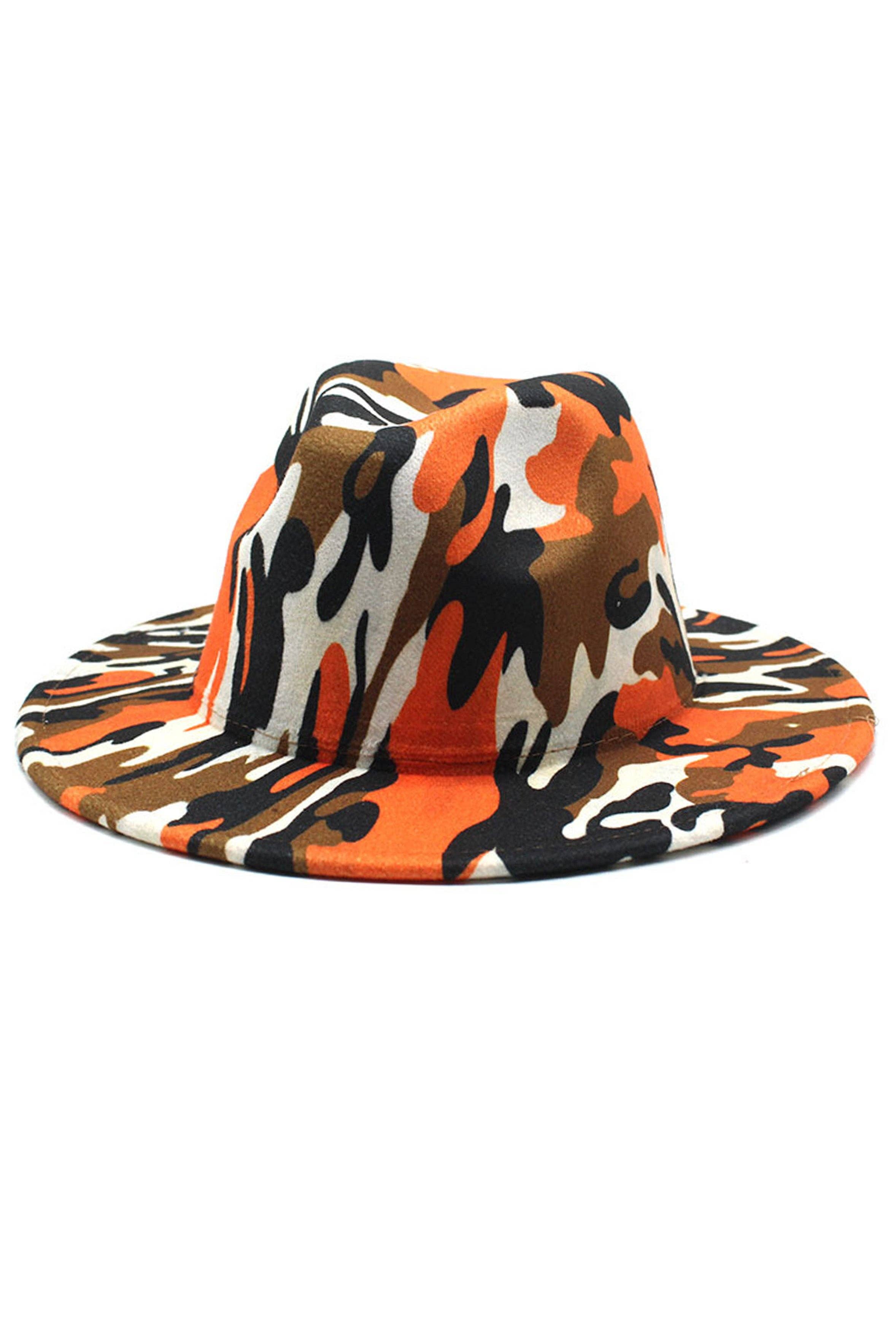 Ole - Wholesale Fedora - Women's - Camo Printed Wide Brim Fedora Hat C04502