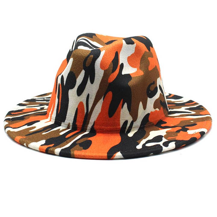 Ole - Wholesale Fedora - Women's - Camo Printed Wide Brim Fedora Hat C04502