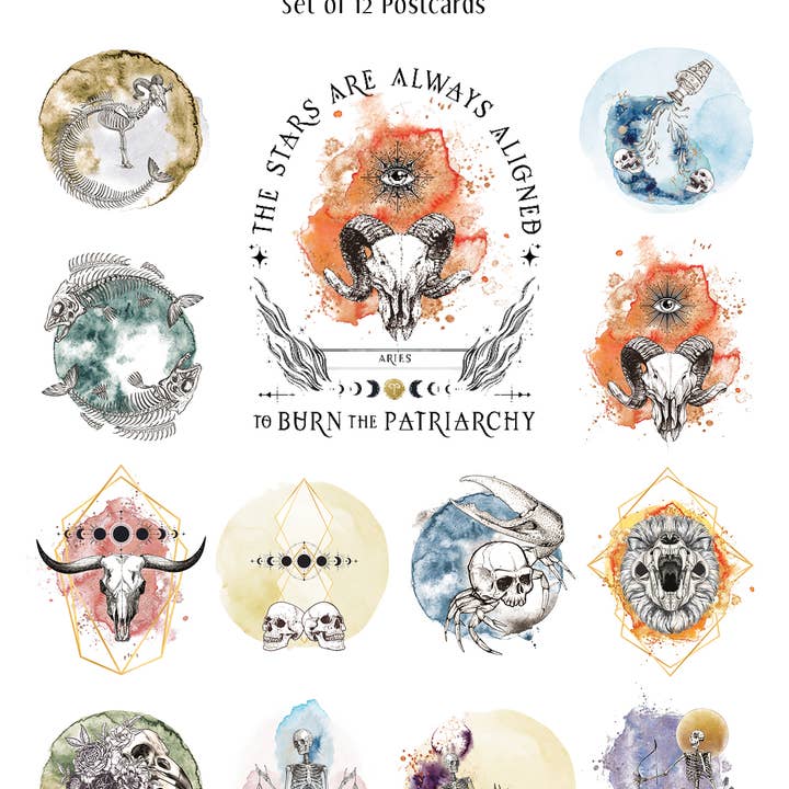 Heather Gerni Art & Design - Wholesale Postcard Set - Burn the Patriarchy Postcard Set1