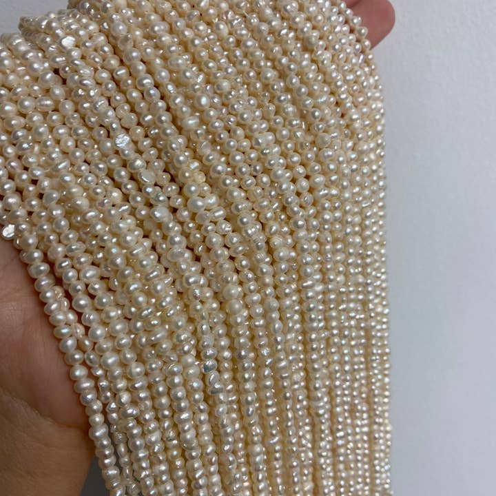 The Bead Bazaar - Wholesale Beads - 3x4mm Baroque Freshwater Pearls, 3mmWholesale Pearls Beads,4