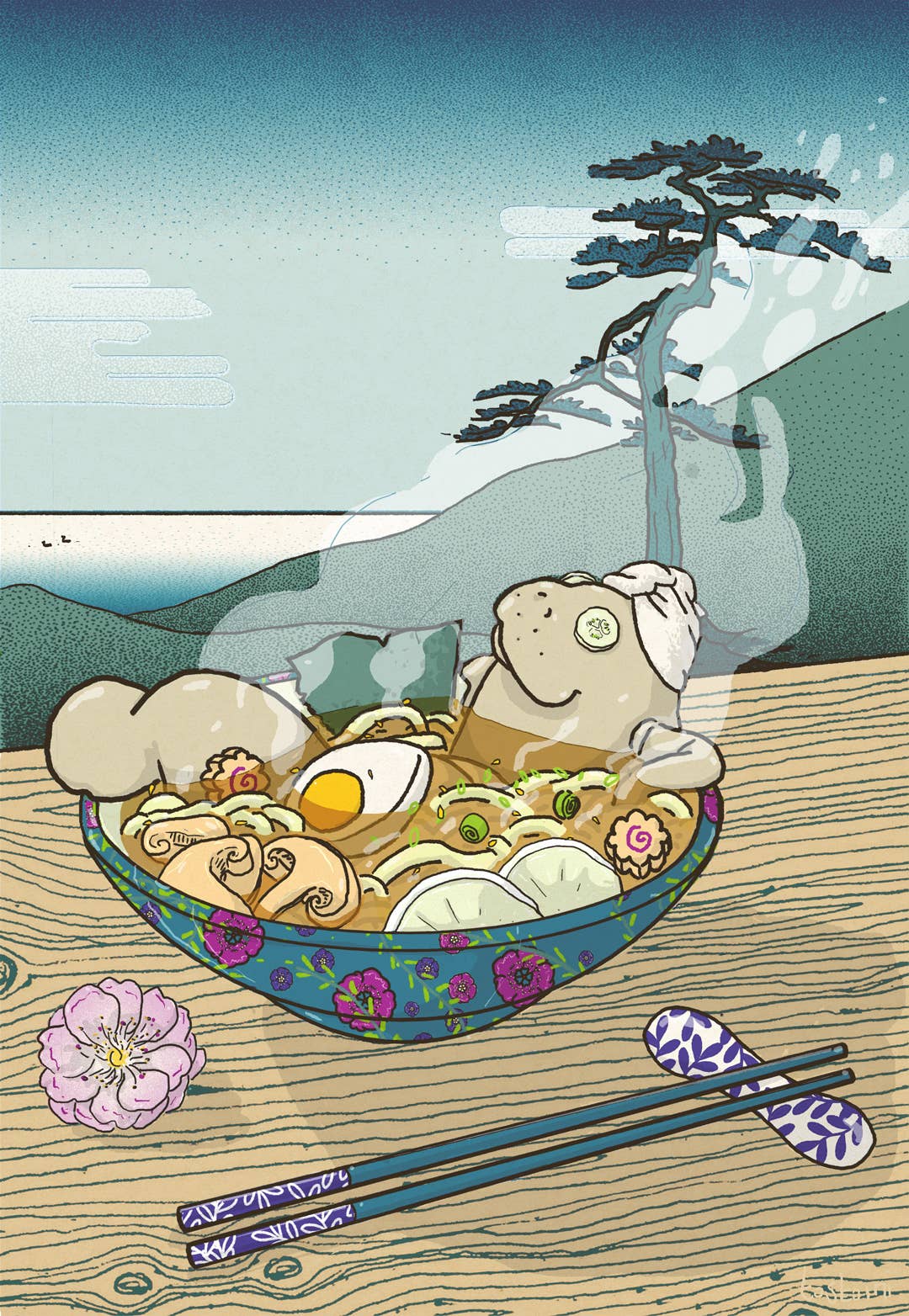 Tostoini - Wholesale Brooch - Ramentino - Ramen Onsen manatee acrylic pin1