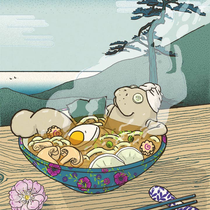 Tostoini - Wholesale Brooch - Ramentino - Ramen Onsen manatee acrylic pin1