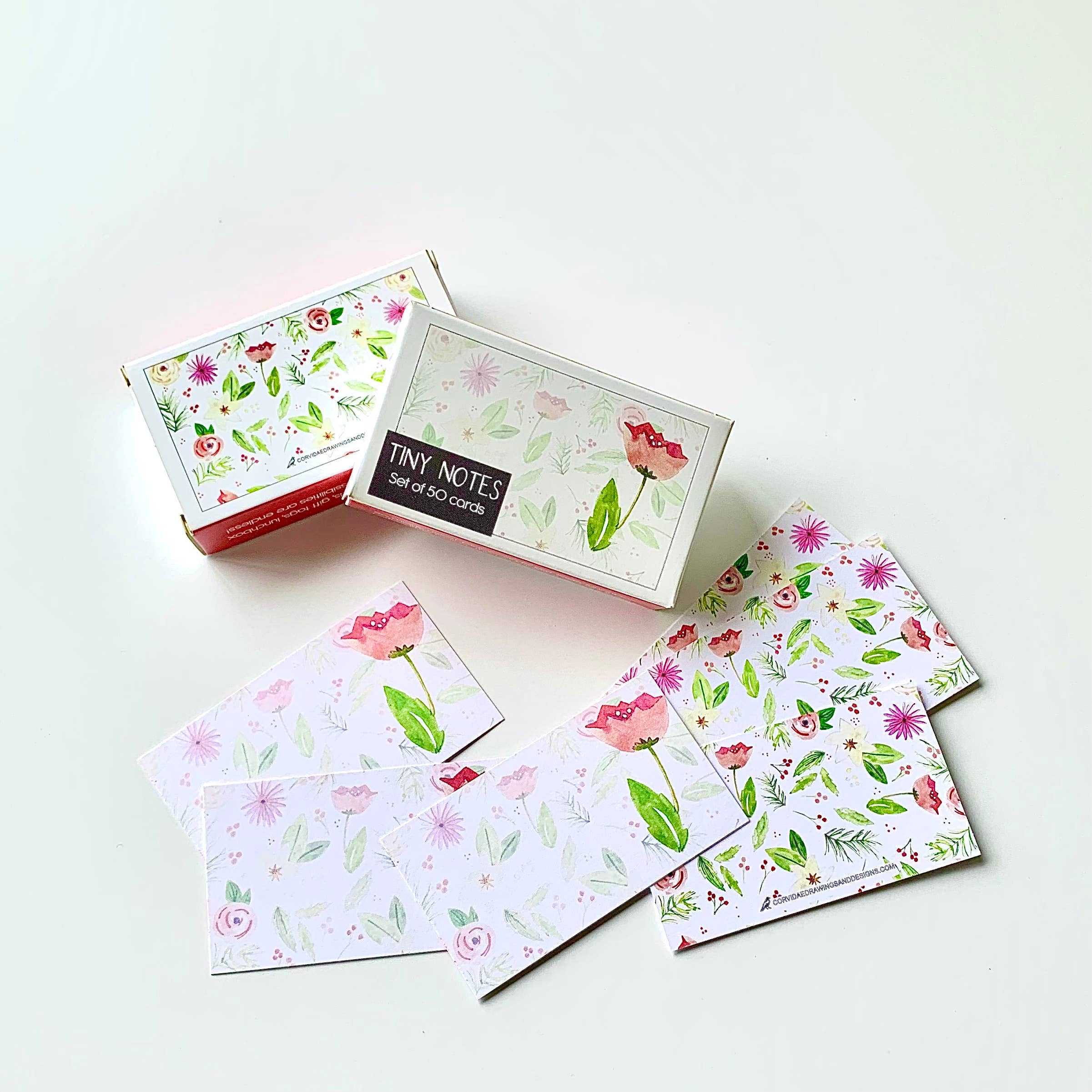 Corvidae drawings & designs - Wholesale Stationery/Notecard Set - Flower Tiny Notes1