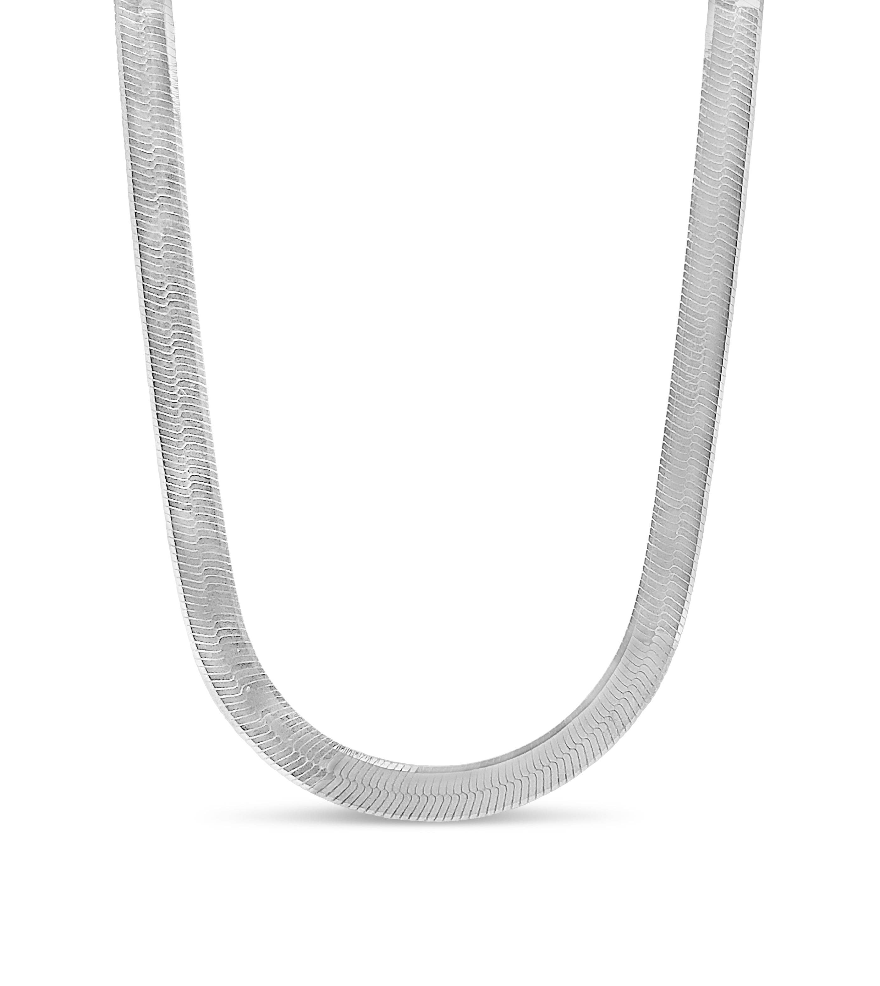Olive & Chain - Wholesale Link & Chain Necklace - Silver Herringbone Chain Necklace3