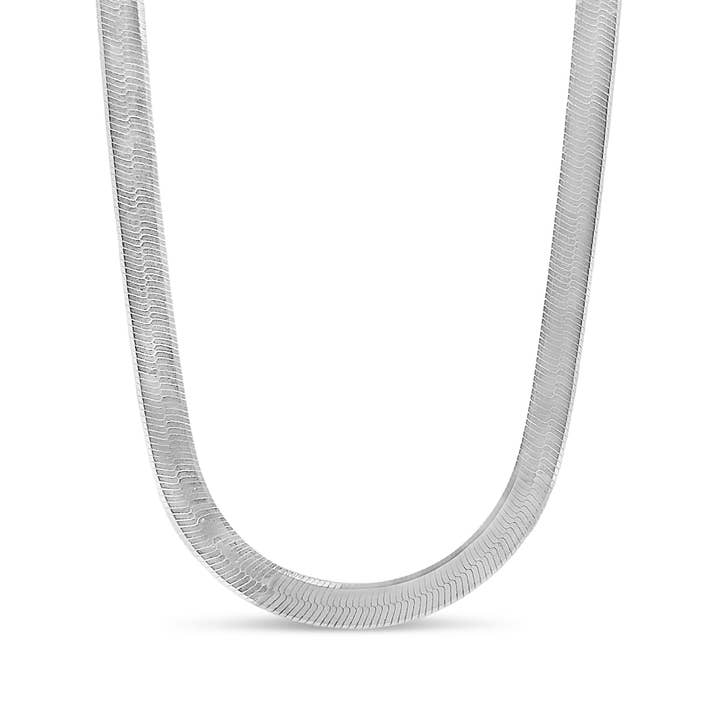 Olive & Chain - Wholesale Link & Chain Necklace - Silver Herringbone Chain Necklace3