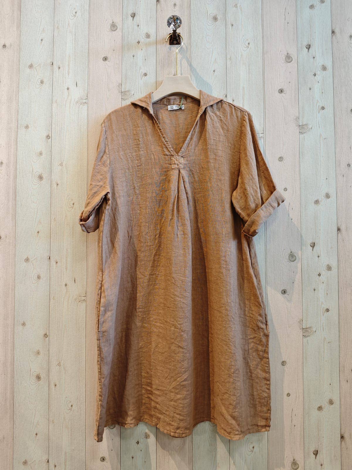 Linen & More - Wholesale Dress - Women's - REF 88018 100% LINEN SHIRT COLLAR DRESS13
