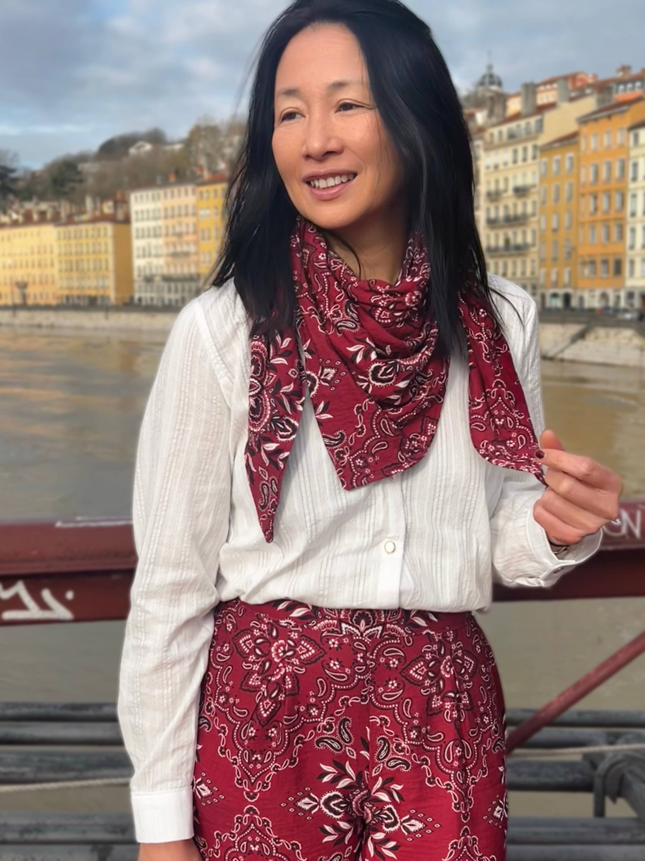 MY DRESS MADE - Wholesale T-Shirt - Women's - Scarlett bandana slub viscose fabric - printed in France4