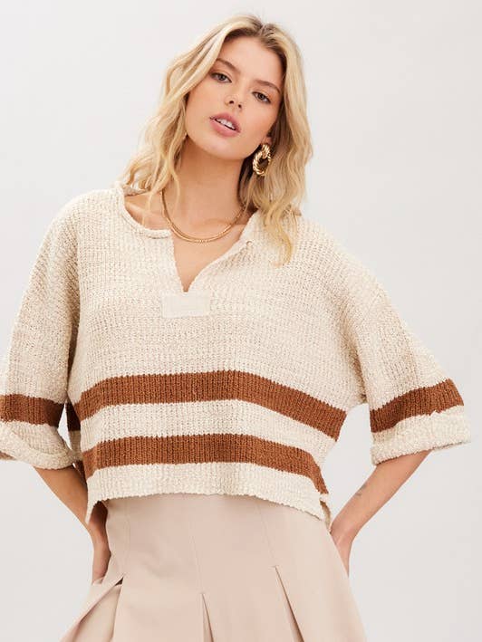 Fall Trending Striped Cropped Sweater for wholesale by ILLA ILLA