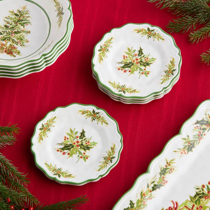 Holly Tree Melamine Set of 4 6in Canape Plates Gift for wholesale by Certified International