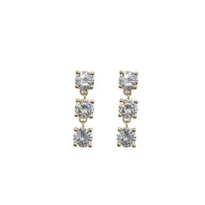 Triple 3 Circle CZ 1" Drop Earring for wholesale by What's Hot