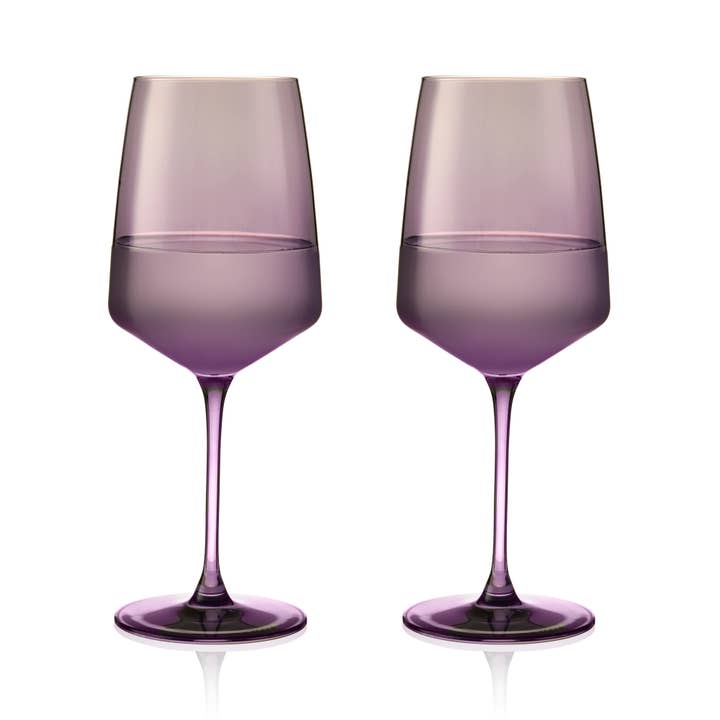 Reserve Nouveau Crystal Wine Glasses in Violet Set of 2 for wholesale by Viski