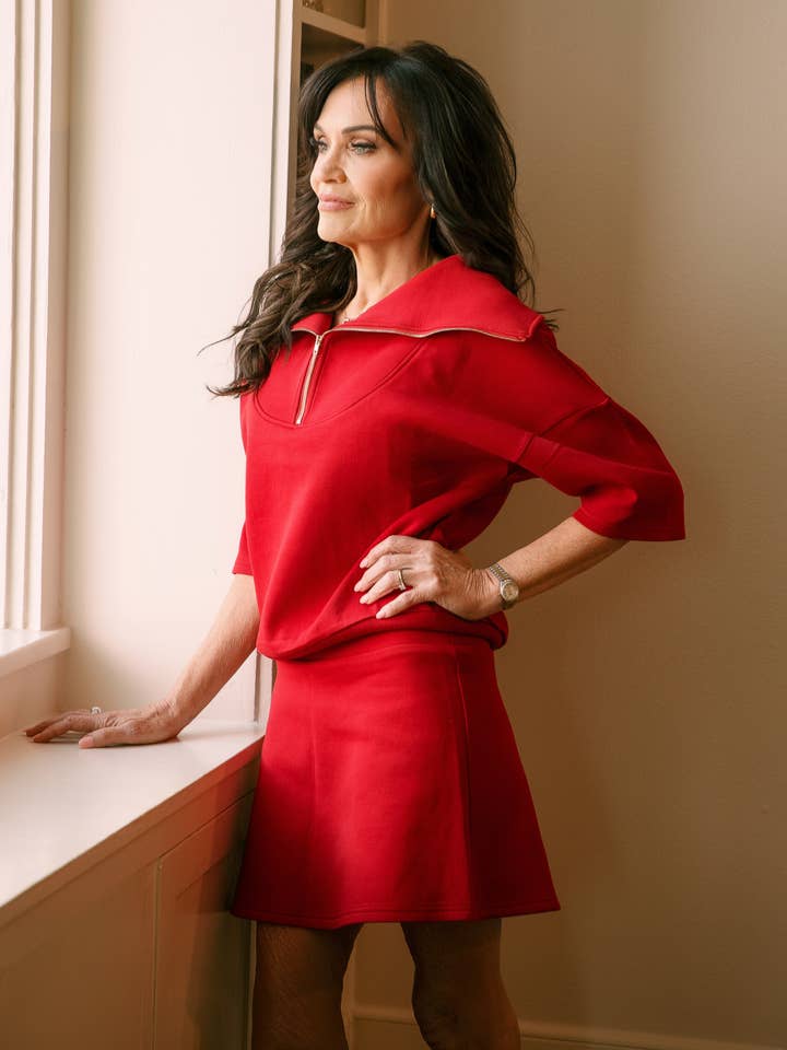 Woman's Athletic Red Mini Skort | Skirt for wholesale by Kim Lolley Designs