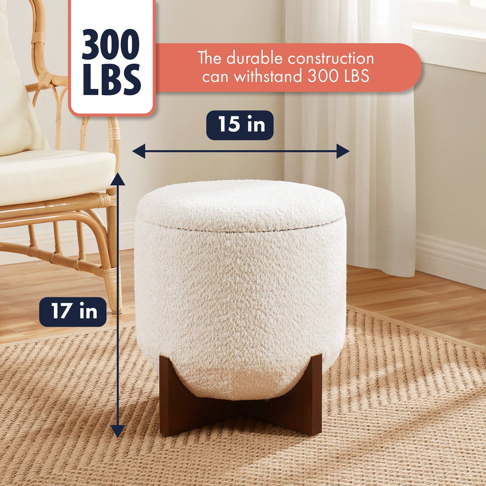 Ornavo Home - Wholesale Ottoman - Bradford Round Boucle Ottoman1
