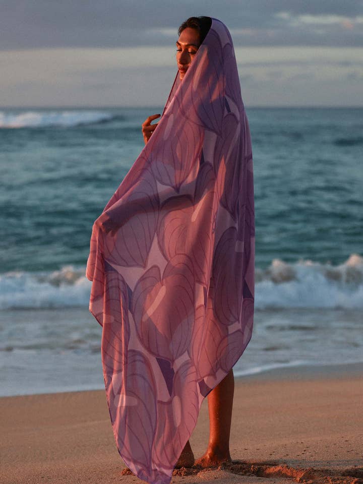 Tag Aloha Co. - Wholesale Swim cover-up – Women’s - Anthurium Purple Pareo3