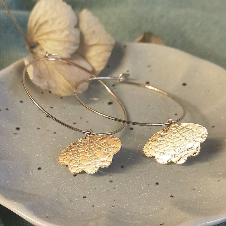 Nymphea hoop earrings for wholesale by LA POINTE DU VENT