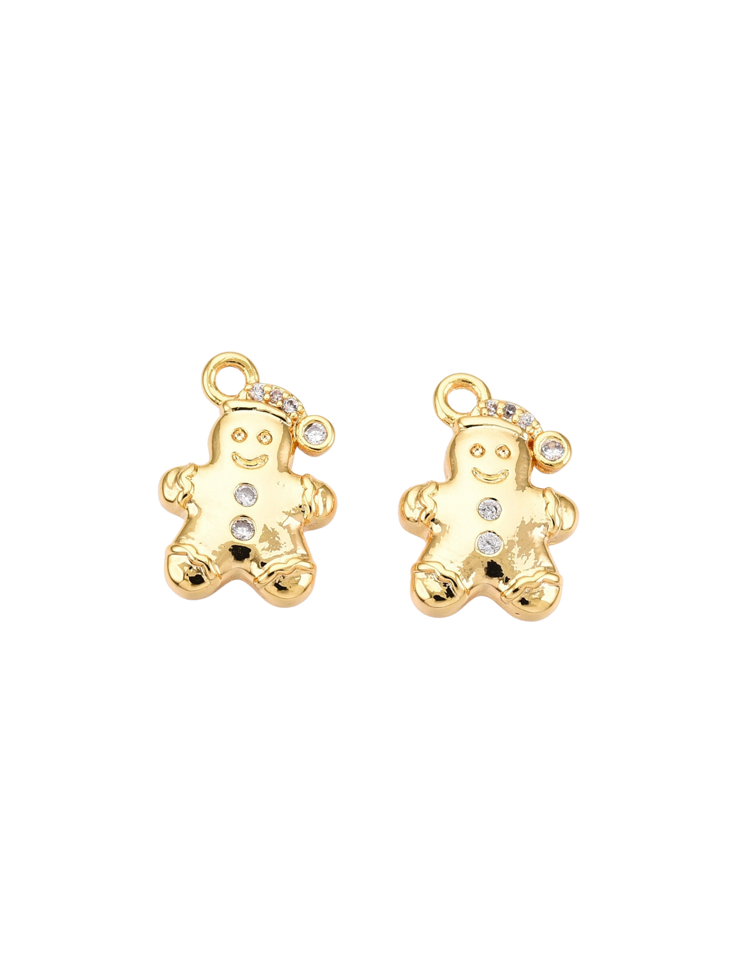The Charm Bar Company - Wholesale Individual Charm/Pendant - Gold Cubic Zirconia Gingerbread Man0
