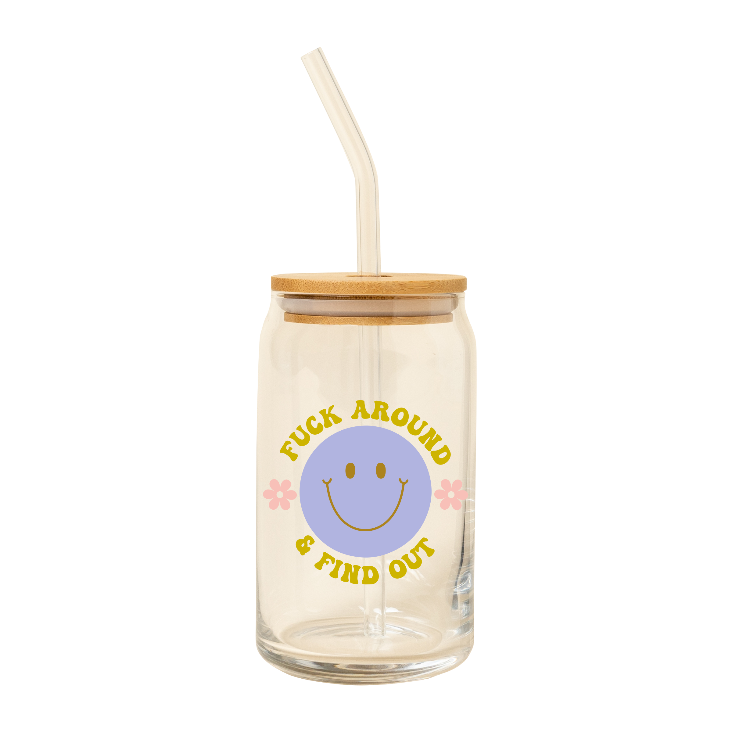 Talking Out of Turn - Wholesale Drinking Glass/Cup - Can Glass w/Lid + Straw TOP SELLER!14