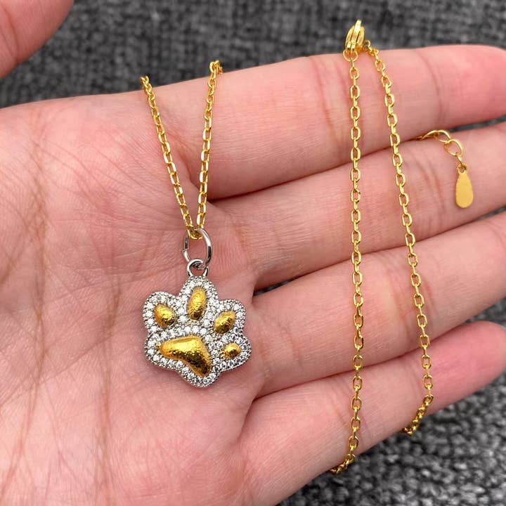 Mio Queena - Wholesale Pendant/Charm Necklace - Rhinestone Cat's Claw 18K Gold-plated Necklace