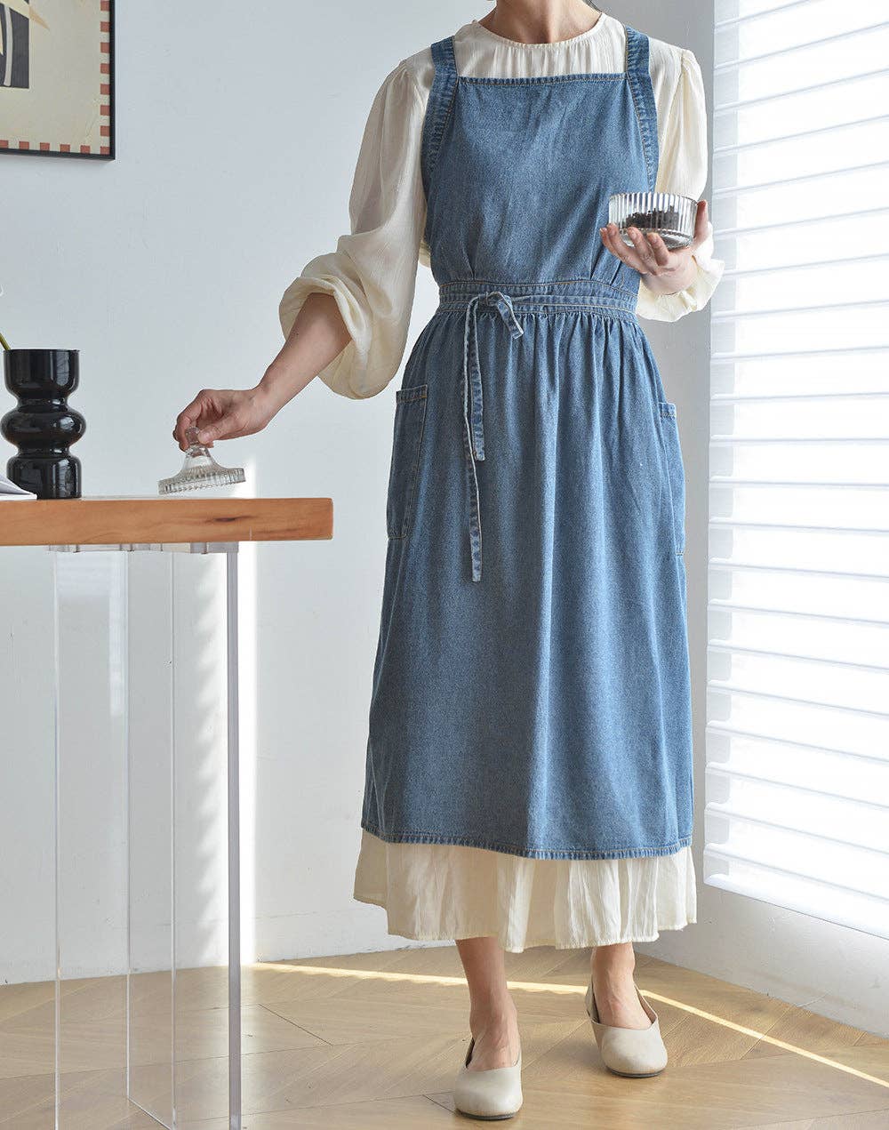 Gohobi （We cover U.S. import duties） - Wholesale Apron - Gohobi Korean Denim Cotton Apron2