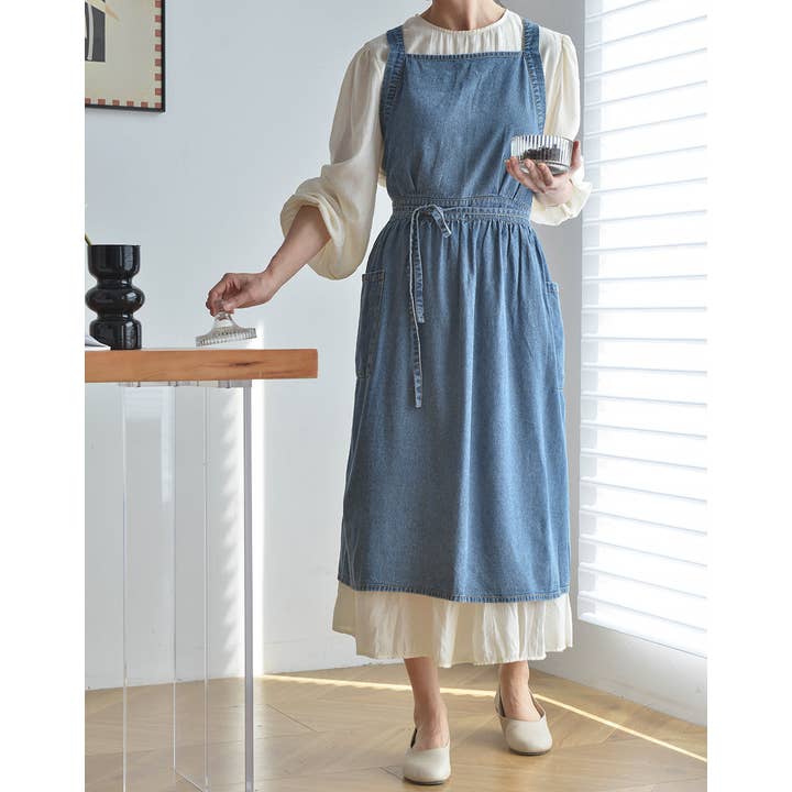 Gohobi (We cover U.S. import duties) - Wholesale Apron - Gohobi Korean Denim Cotton Apron2