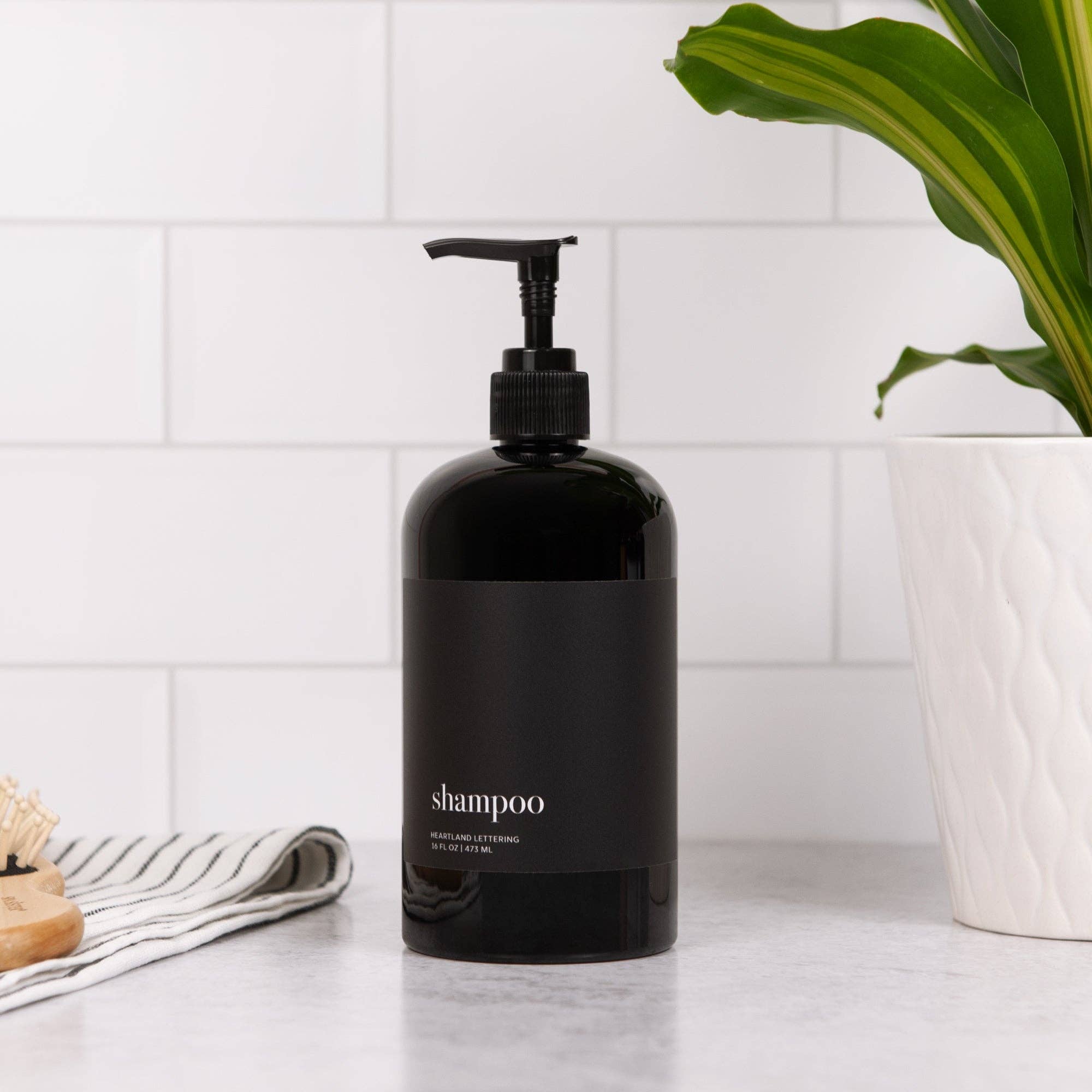 Joie Designs Co. | Refillable Bottles - Wholesale Soap Dispenser - Black Minimalist Shower Dispenser Bottles - Manhattan Collection, Black Matte Label | Black Glossy Bottle8