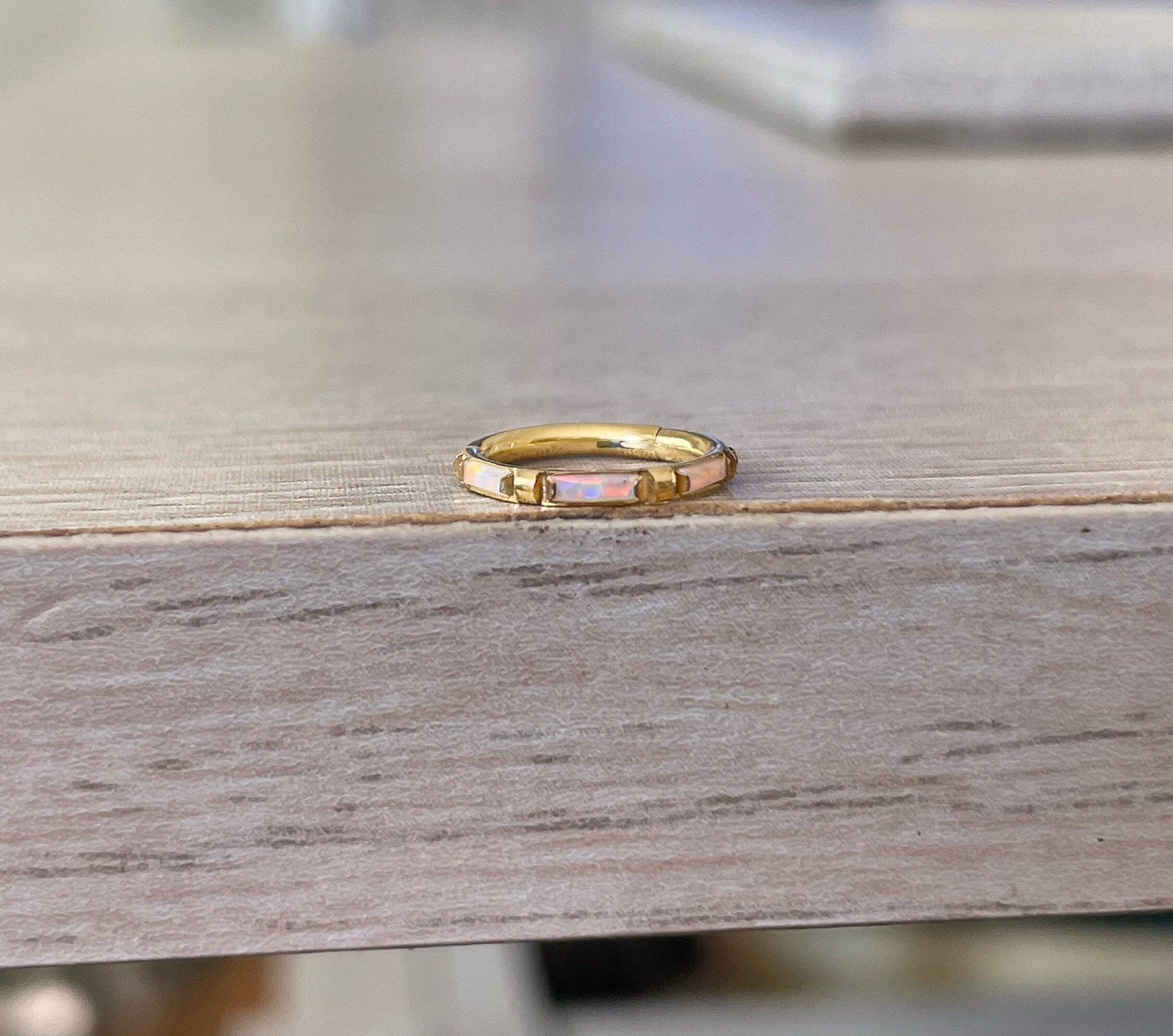 Elara Body Jewelry - Wholesale Single Earring - Gold Opal Conch or Helix Earring (16G | 8mm or 10mm | Titanium | Several Color Options)5