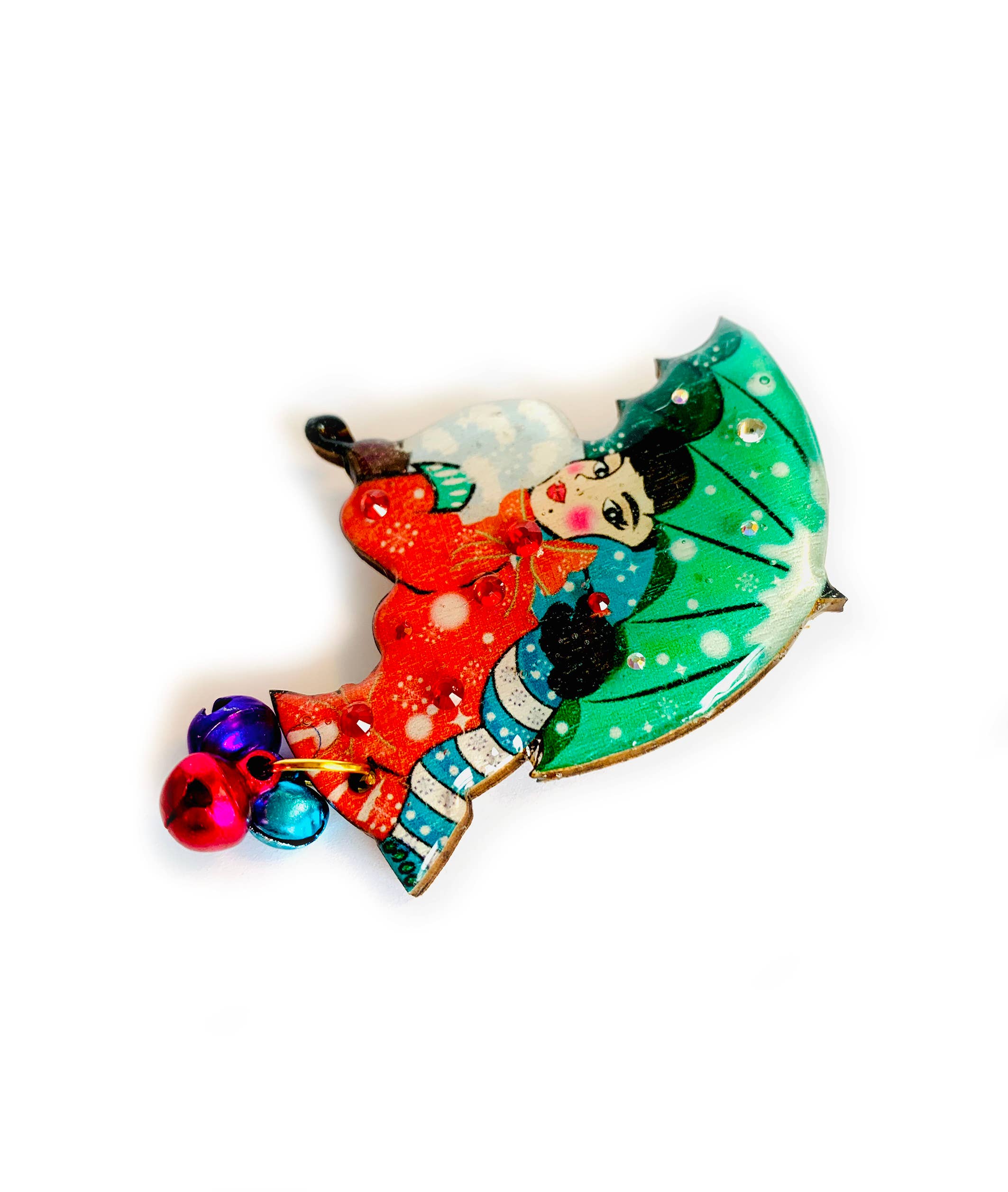 Rosie Rose Parker - Wholesale Brooch - Winter umbrella Christmas brooch Christmas jewellery festive1