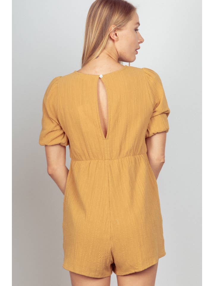 VERY J - Wholesale Romper - Dames - NP70387-Romper van stevig geweven stof met pofmouwen en kantdetails11