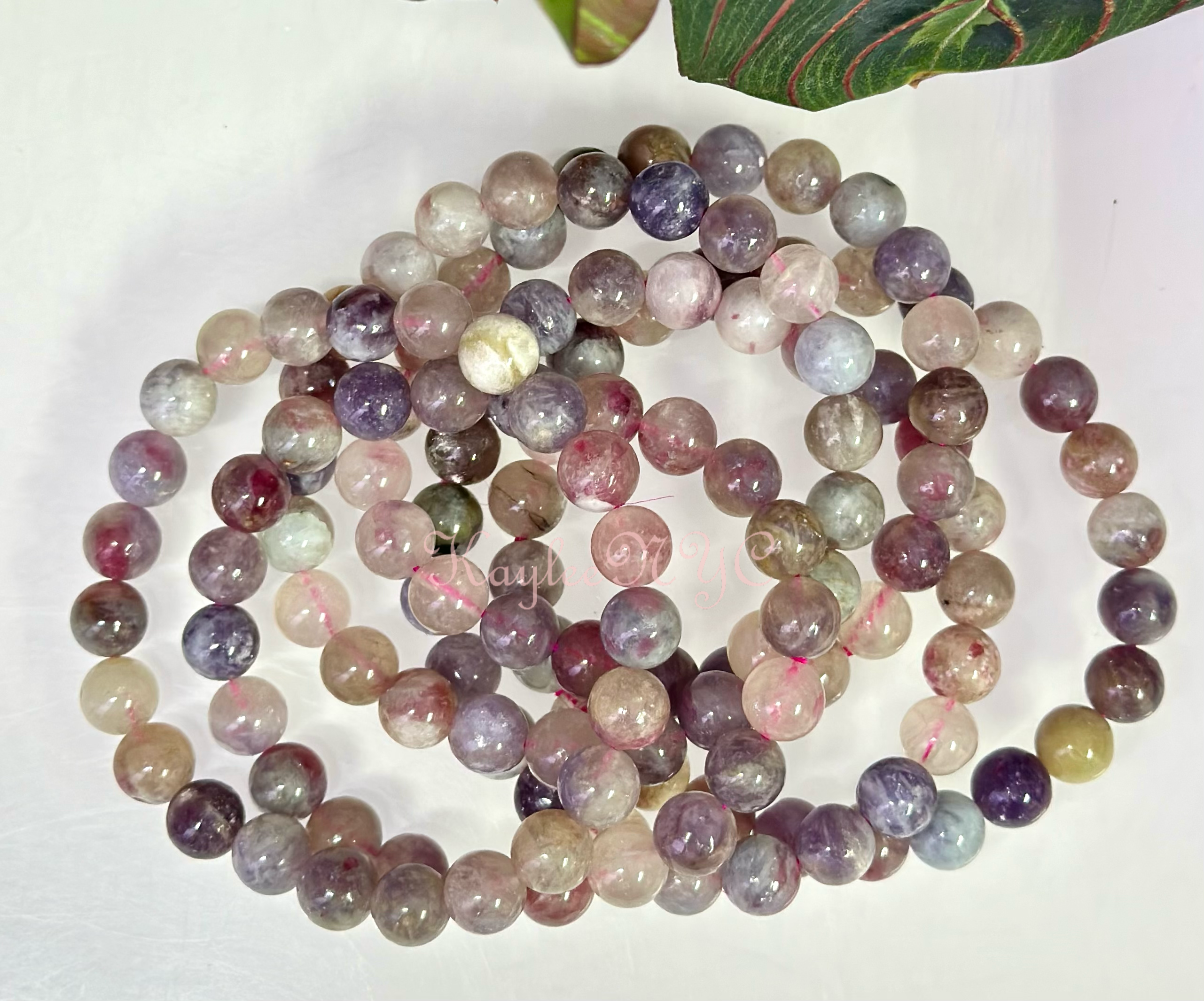 KayleeNYC - Wholesale Beaded Bracelet - 8mm Natural Unicorn Stone 7.5” Crystal Stretch Bracelet1