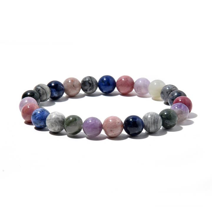 Assorted Stone Round Beads Bracelet 8mm for wholesale by My Healing Bracelet