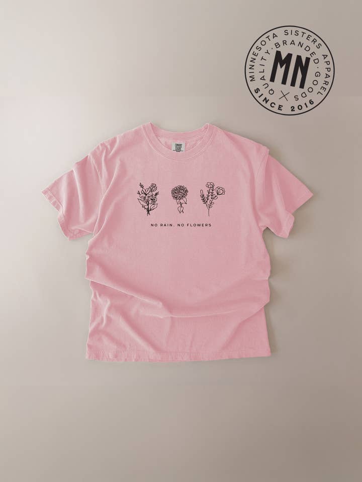 Ingen regn, inga blommor minimal T-shirt för wholesale av Minnesota Sisters