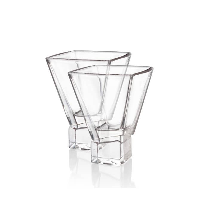 JoyJolt – Engroshandel Cocktail-/likørglas – Carre Square Heavy Base Stemless Martini briller, sæt med 22
