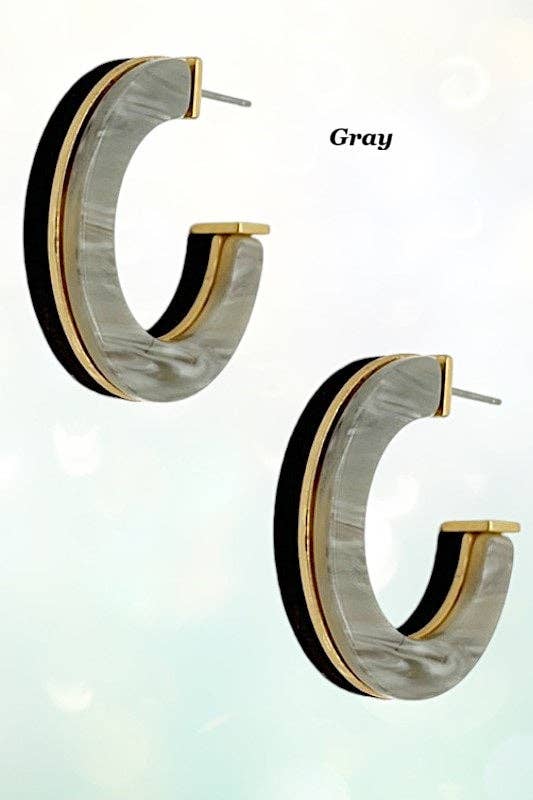 Andrea Bijoux – wholesale Hoop earrings – Acetate Wood Accent Semi Hoop Earring3
