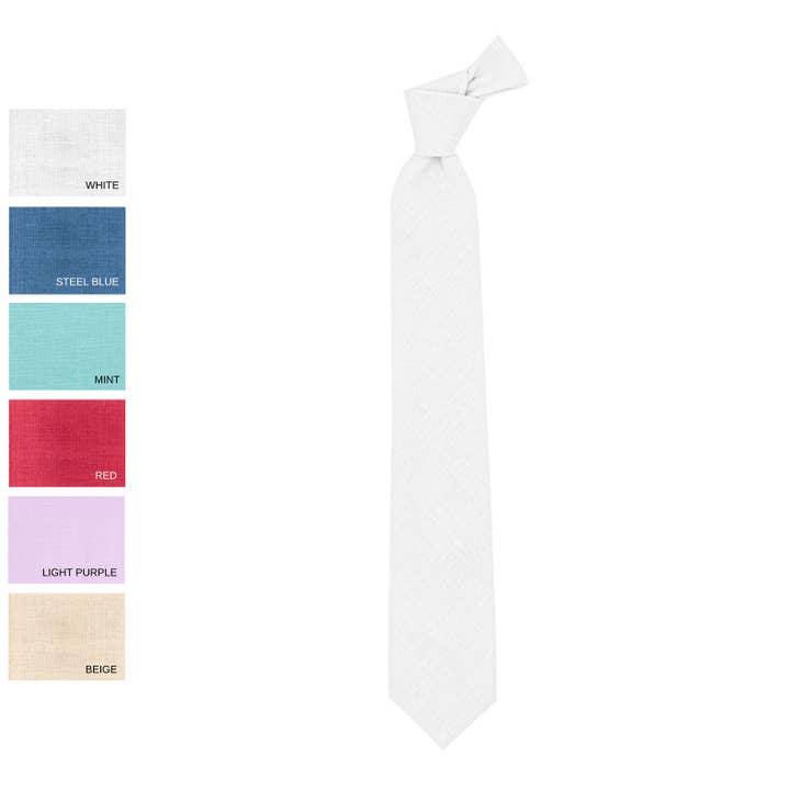 White men's linen neckties handmade outfit for wholesale by DucksnFoxes