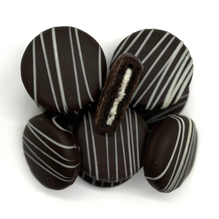 Bulk Chocolate Drenched Oreo Cookies (Dark Chocolate) for wholesale by ELEVATED CANDY CO