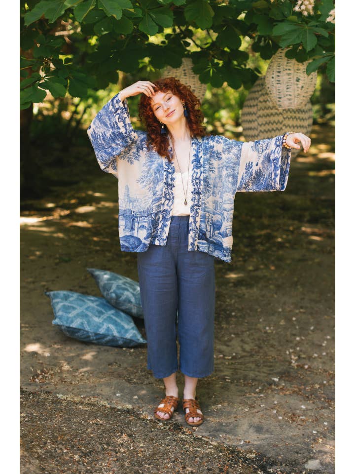 Market of Stars (USA) - Wholesale Kimono - Women's - Let The Light In Pixie Duster Cropped Kimono w/ Delft Print6
