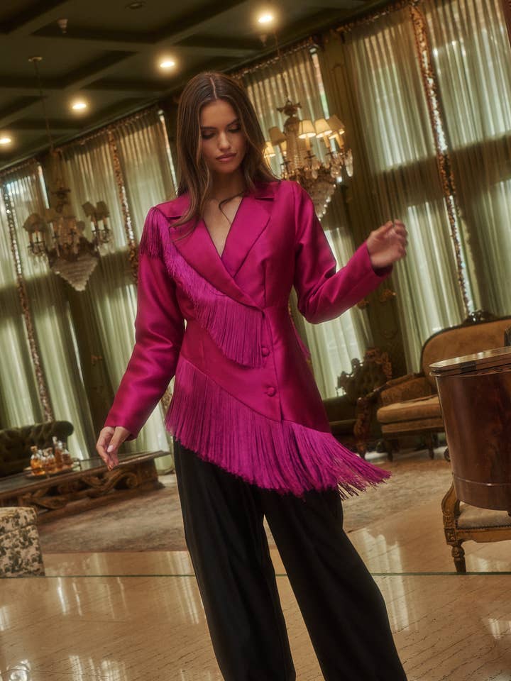 Lettie Satinfrans Blazerjacka för wholesale av Sugarlips