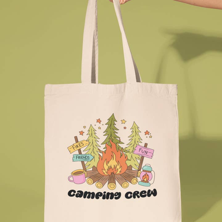 Camping Crew Tote Bag for wholesale by amarieacreates