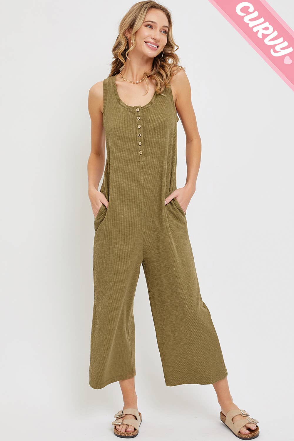 Sweet Lovely by Jen - Wholesale Jumpsuit - Women's - PLUS SIZE DAILY RELAXED BUTTON DOWN JUMPSUIT17