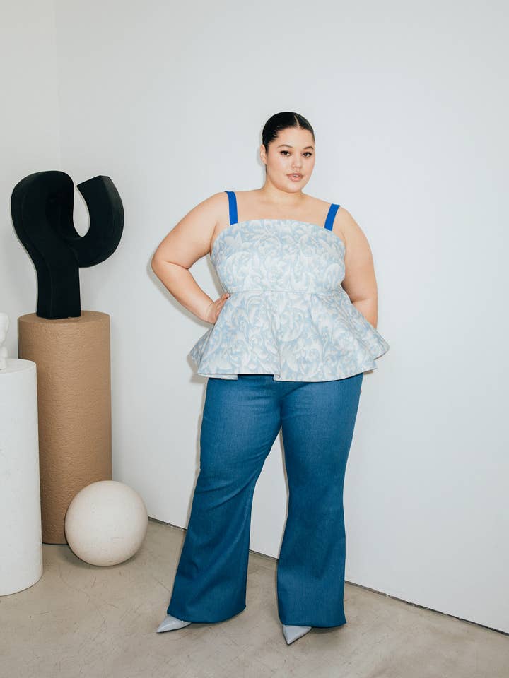 Twill Peplum Top for wholesale by Hilary MacMillan