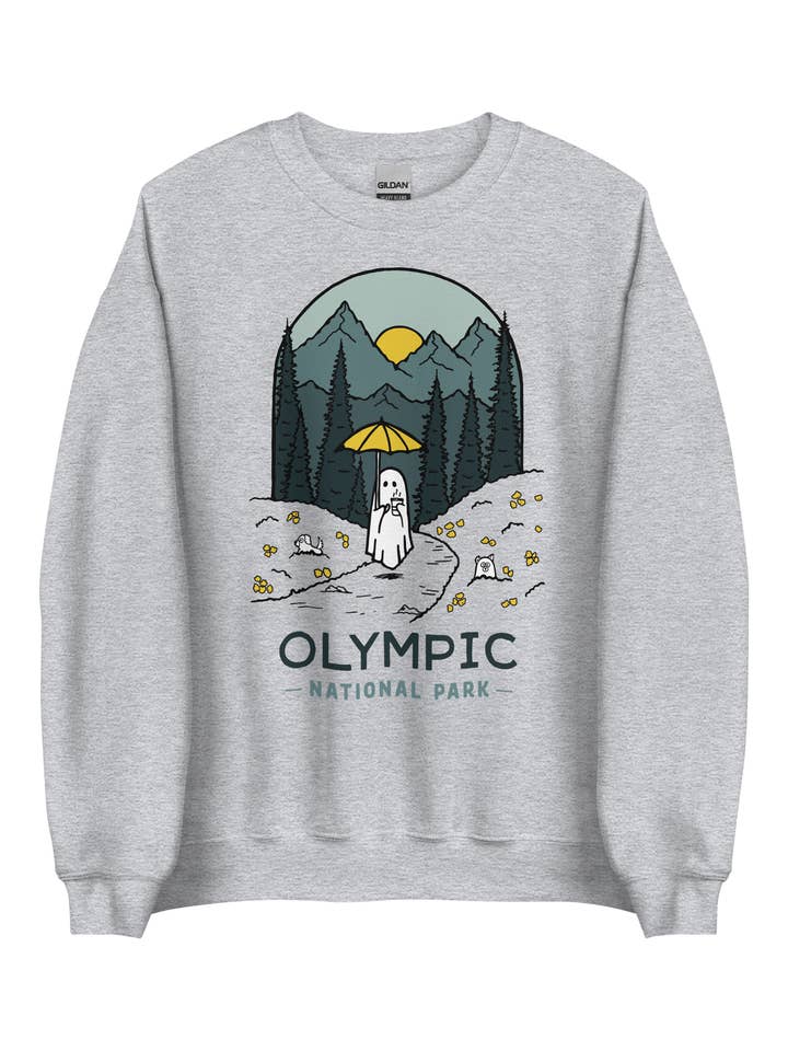 Olympic Spooky National Park Unisex Sweatshirt | HEATHER GREY for wholesale by ChasingAMoment