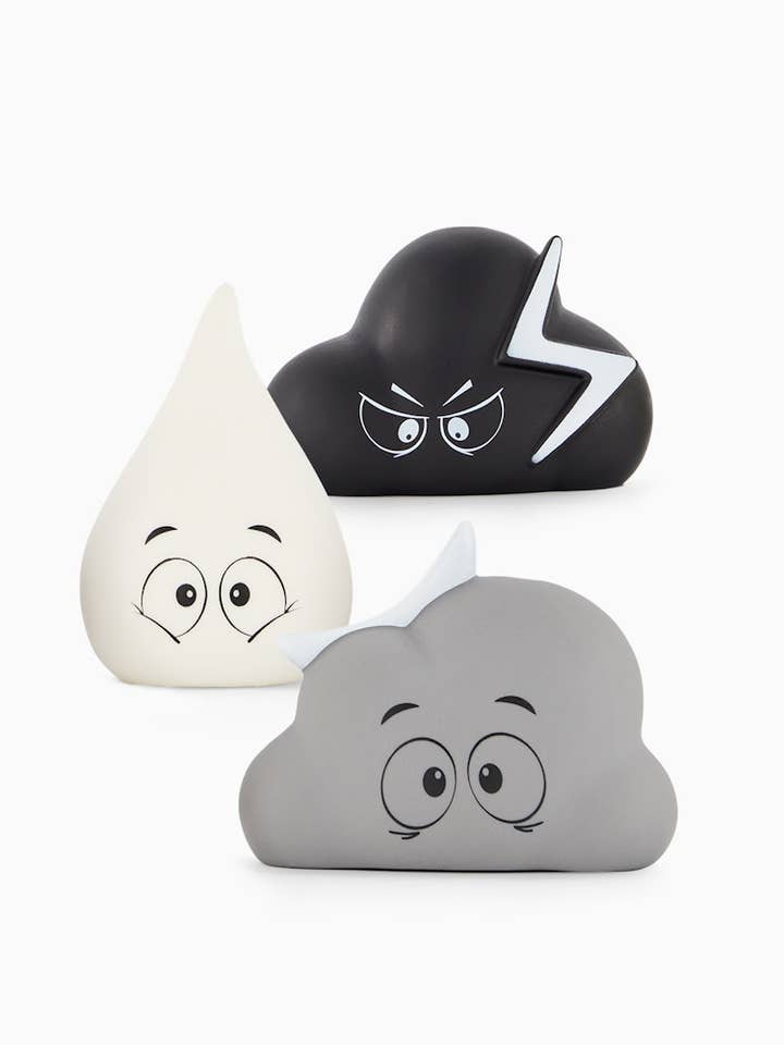 Twistshake Lot de 3 jouets de bain en forme de nuage à presser — gris pastel pour la vente par Twistshake