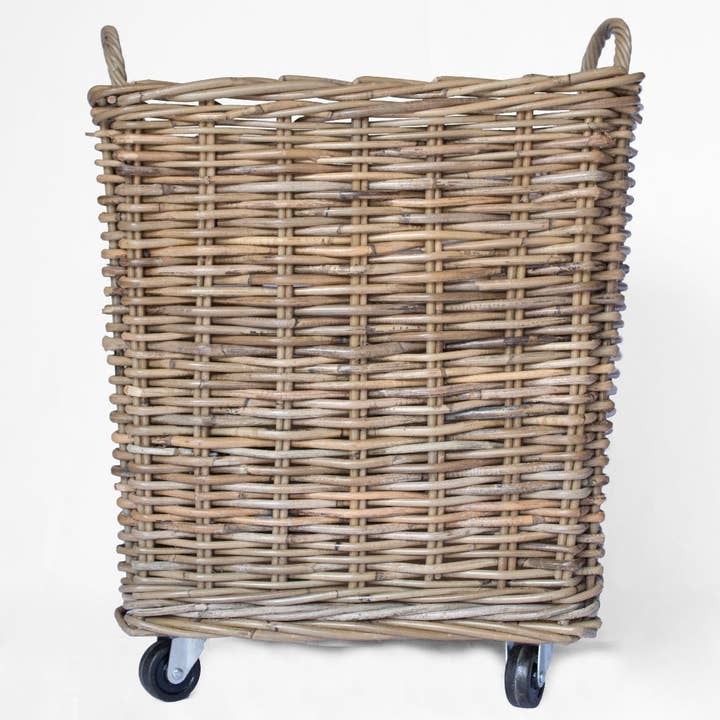 Basketly - Wholesale Basket - Rattan Square Kubu Grey Storage Baskets on Wheels