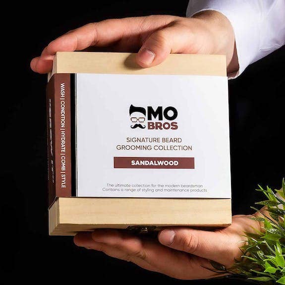 Mo Bros Premium Beard & Moustache Grooming - Wholesale Beard Styling Product - Mo Bros Sandalwood Signature Beard Gift Box