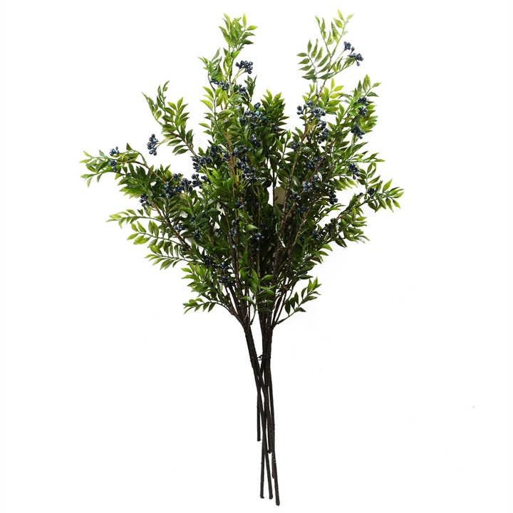 Leaf Design UK LTD - Wholesale Artificial Plant - 6x 70cm Nandina Foliage Blue Berry Spray Artificial
