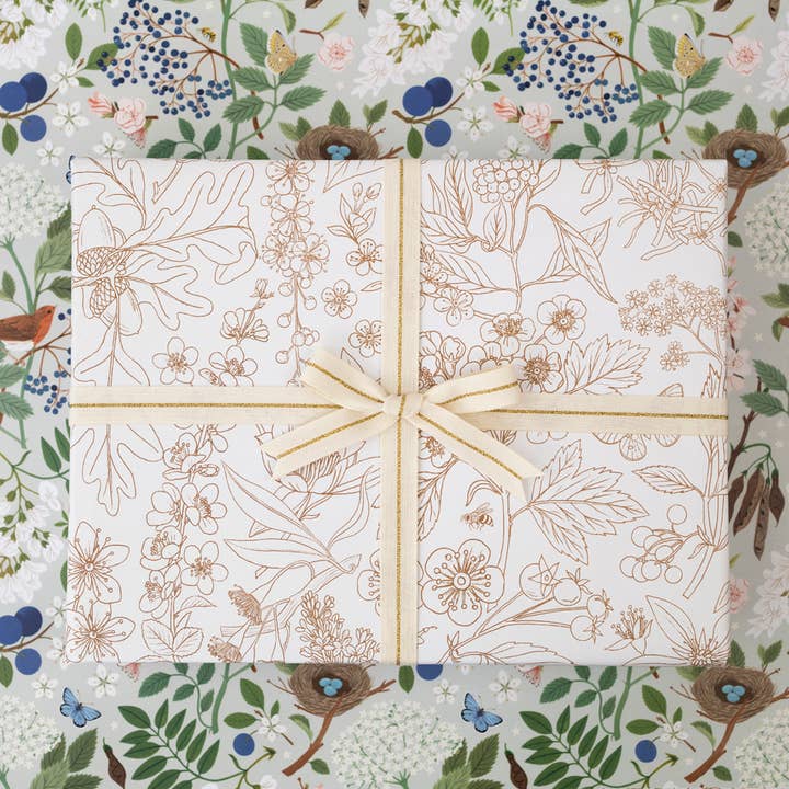 Botanica Paper Co. - Wholesale Flat Wrap - FLOWERING TREES | Double Sided Wrapping Paper